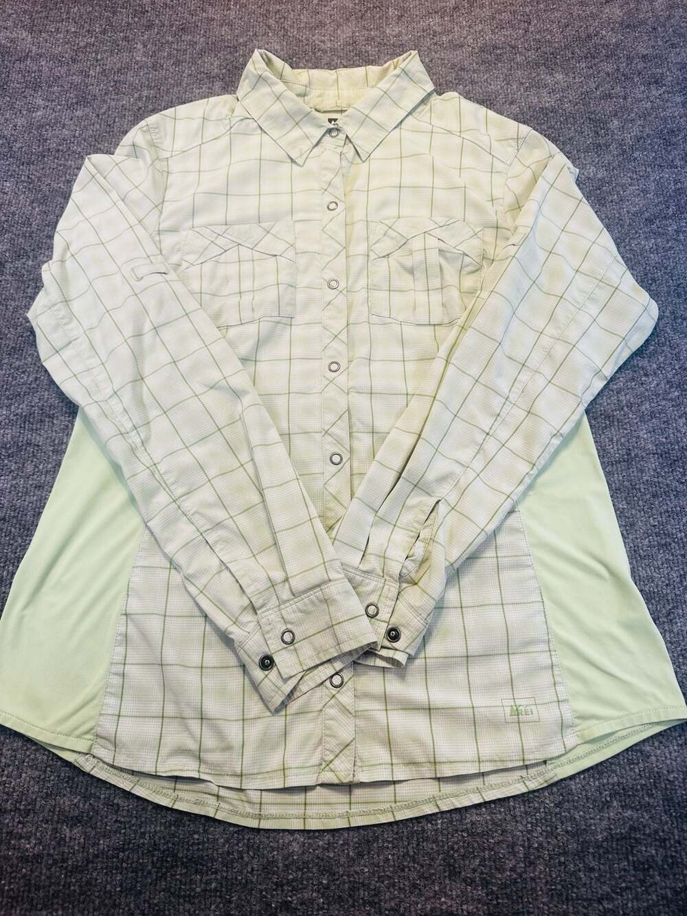REI Co-op Women's Midwood Grid Plaid Snap Front Hiking Long Sleeve Shirt Western
